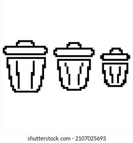 Basura Puede Icono Icono de Pixel Art, Icono de contenedor de desechos, Basura, Ilustración de arte de la lata de basura, Forma digital Pixelada