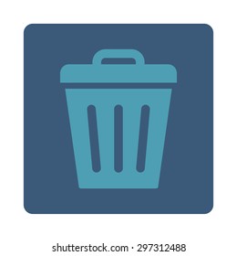 Trash Can icon from Primitive Buttons OverColor Set. This rounded square flat button is drawn with cyan and blue colors on a white background.