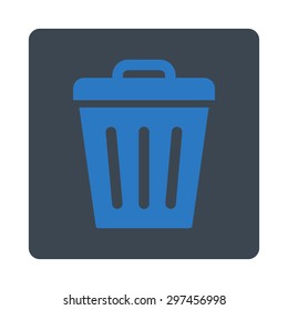 Trash Can icon from Primitive Buttons OverColor Set. This rounded square flat button is drawn with smooth blue colors on a white background.