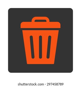 Trash Can icon from Primitive Buttons OverColor Set. This rounded square flat button is drawn with orange and gray colors on a white background.