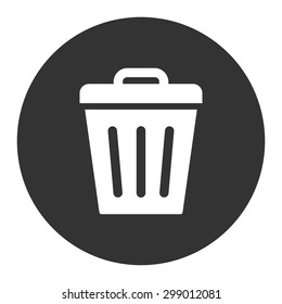 Trash Can icon from Primitive Round Buttons OverColor Set. This round flat button is drawn with white and gray colors on a white background.