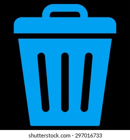 Trash Can icon from Primitive Set. This isolated flat symbol is drawn with blue color on a black background, angles are rounded.