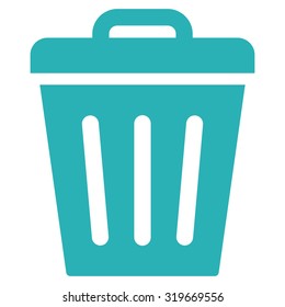 Trash Can icon from Primitive Set. This isolated flat symbol is drawn with cyan color on a white background, angles are rounded.