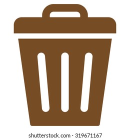 Trash Can icon from Primitive Set. This isolated flat symbol is drawn with brown color on a white background, angles are rounded.