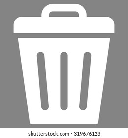 Trash Can icon from Primitive Set. This isolated flat symbol is drawn with white color on a gray background, angles are rounded.