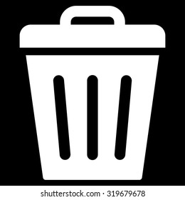Trash Can icon from Primitive Set. This isolated flat symbol is drawn with white color on a black background, angles are rounded.
