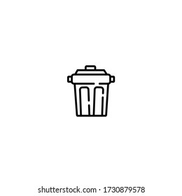trash can icon ready for all purpose. simple, flat, black, outline.