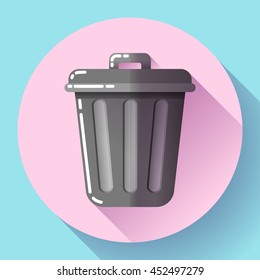 Trash can icon Recycle Bin Garbage Flat Vector Illustration.