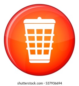 Trash can icon in red circle isolated on white background vector illustration