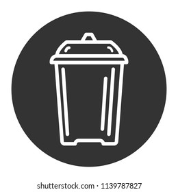 Trash can icon. Rubbish icon. Garbage can sign. Recycling icon. Vector flat sign. Gray background.