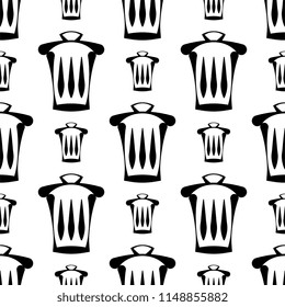 Trash Can Icon Seamless Pattern Vector Art Illustration