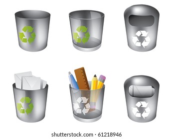 Trash can icon set