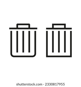 Trash can icon set. basket, wastepaper icon. Vector illustration. EPS 10.