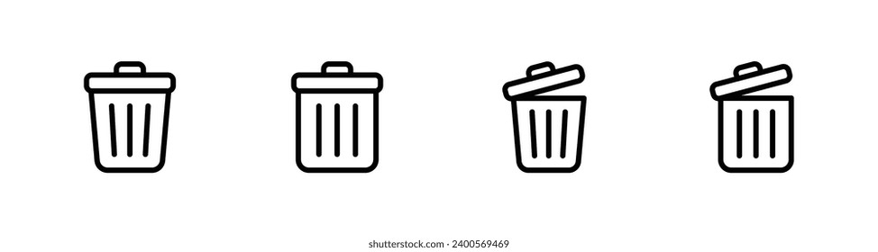 trash can icon set, Trash bin icon, Delete icon vector illustration