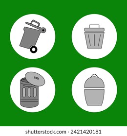 Trash can icon set, hygiene themed design