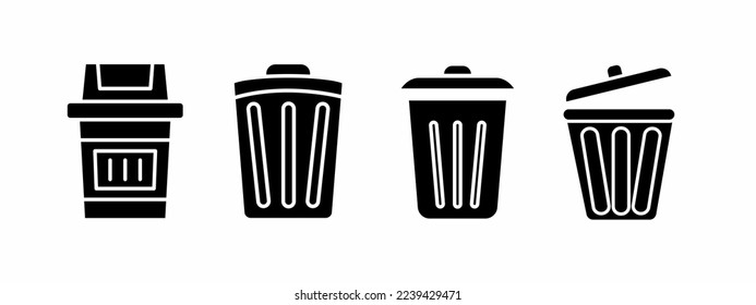 Trash can icon set illustration. Stock vector.