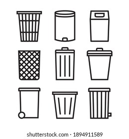 Trash can icon set. Trash can line icons collection for web apps and mobile concept.