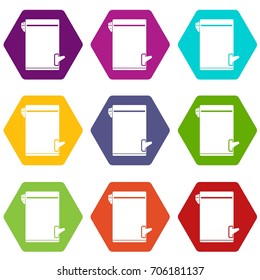 Trash can icon set many color hexahedron isolated on white vector illustration