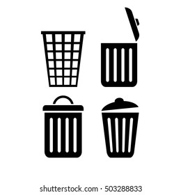 Trash can icon set vector illustration isolated on white background