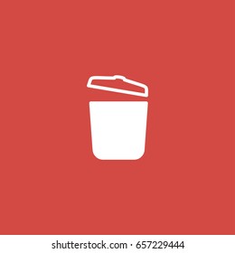 trash can icon. sign design. red background