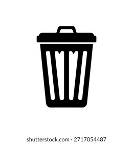 Diseño de ilustración plana de Vector de silueta de icono de papelera.