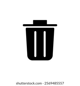 trash can icon, simple flat style, pictogram logo sign symbol vector illustration, isolated on white for mobile app