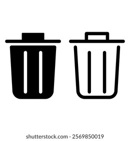 trash can icon, simple flat style, pictogram logo sign symbol vector illustration, isolated on white for mobile app