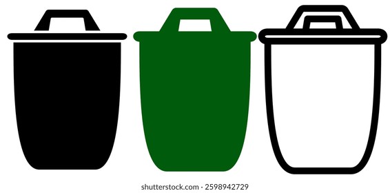 trash can icon, simple flat style, pictogram logo sign symbol vector illustration, isolated on white for mobile app