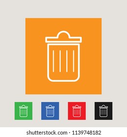 Trash can icon, stock vector illustration, EPS10. 