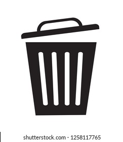 Trash can icon symbol delete vector flat  illustration isolated on white eps 10