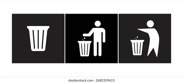 Icono de la papelera, símbolo de mantener la limpieza, Tidy Man, Don't Throw Trash Anywhere icon, Ilustración vectorial