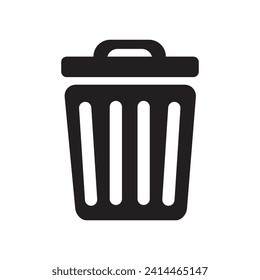Trash can icon symbol vector in solid style on white background