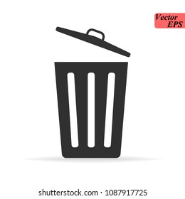 Trash can icon thin line for web and mobile, modern minimalistic flat design. Vector dark grey icon on light grey background.