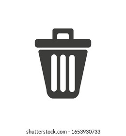 Der Müll kann eine dünne Linie für das Web und mobile, moderne minimalistische flache Design. Vektorillustration, dunkelgraues Symbol auf hellgrauem Hintergrund.