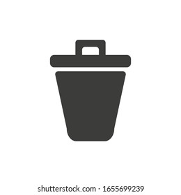 Trash can icon thin line for web and mobile, modern minimalistic flat design. Vector dark grey icon on light grey background.