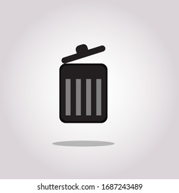 Trash can icon thin line for web and mobile, modern minimalistic flat design. Vector dark grey icon on light grey background.Vector illustration