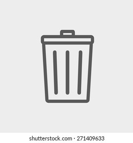 Trash can icon thin line for web and mobile, modern minimalistic flat design. Vector dark grey icon on light grey background.