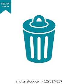 trash can icon in trendy flat style 