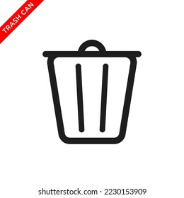 trash can icon in trendy flat design