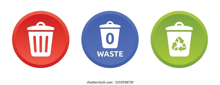 Trash can icon vector button. Zero waste and recycle garbage symbol illustration.