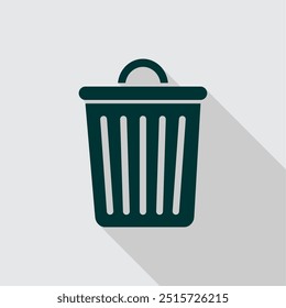 Trash can icon vector dark green silhouette