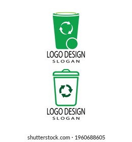 símbolo y plantilla de diseño de vectores de icono de cubo de basura