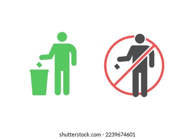 Trash can icon vector design, throw trash in its place and do not litter icon