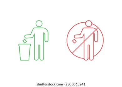 Trash can icon vector design, throw trash in its place and do not litter icon