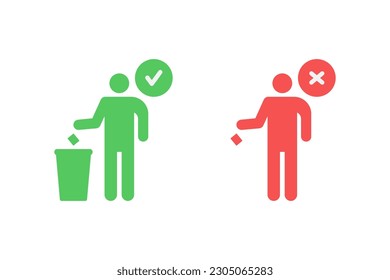 Trash can icon vector design, throw trash in its place and do not litter icon