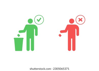 Trash can icon vector design, throw trash in its place and do not litter icon