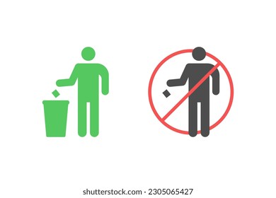 Trash can icon vector design, throw trash in its place and do not litter icon