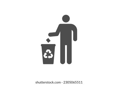 Trash can icon vector design, throw trash in its place