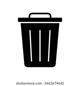 Plantilla de diseño de Vector de icono de cubo de basura simple y limpio