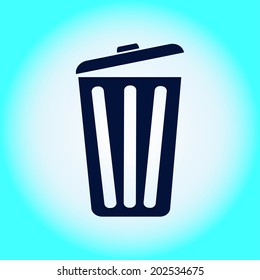 Trash can icon, vector eps10 illustration. Flat style. 